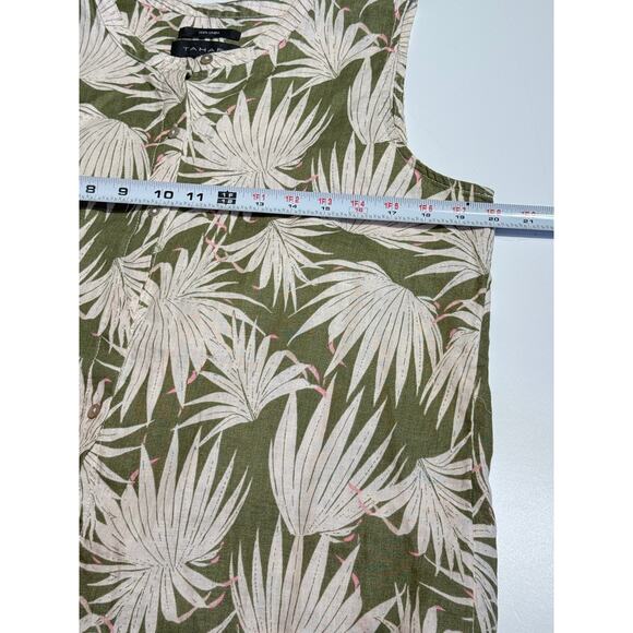 Tahari 100% Linen Palm Print Sleeveless Top - Size Medium - Picture 4 of 7